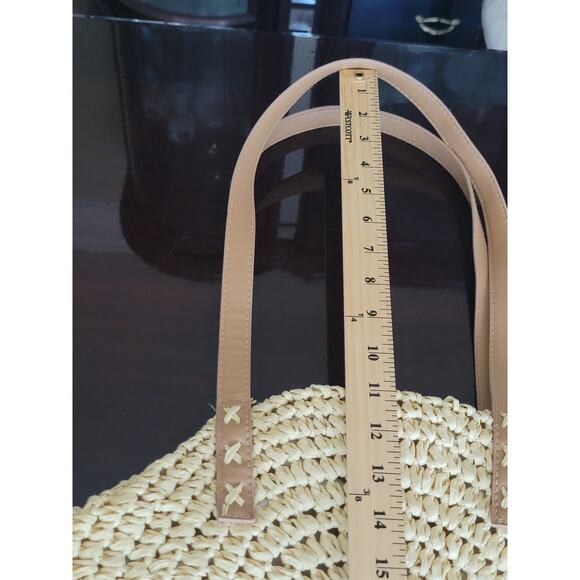 BOHO Woven Straw Large Tote Shoulder Bag Strap Handle Magnetic Snap Clasp - Picture 14 of 15